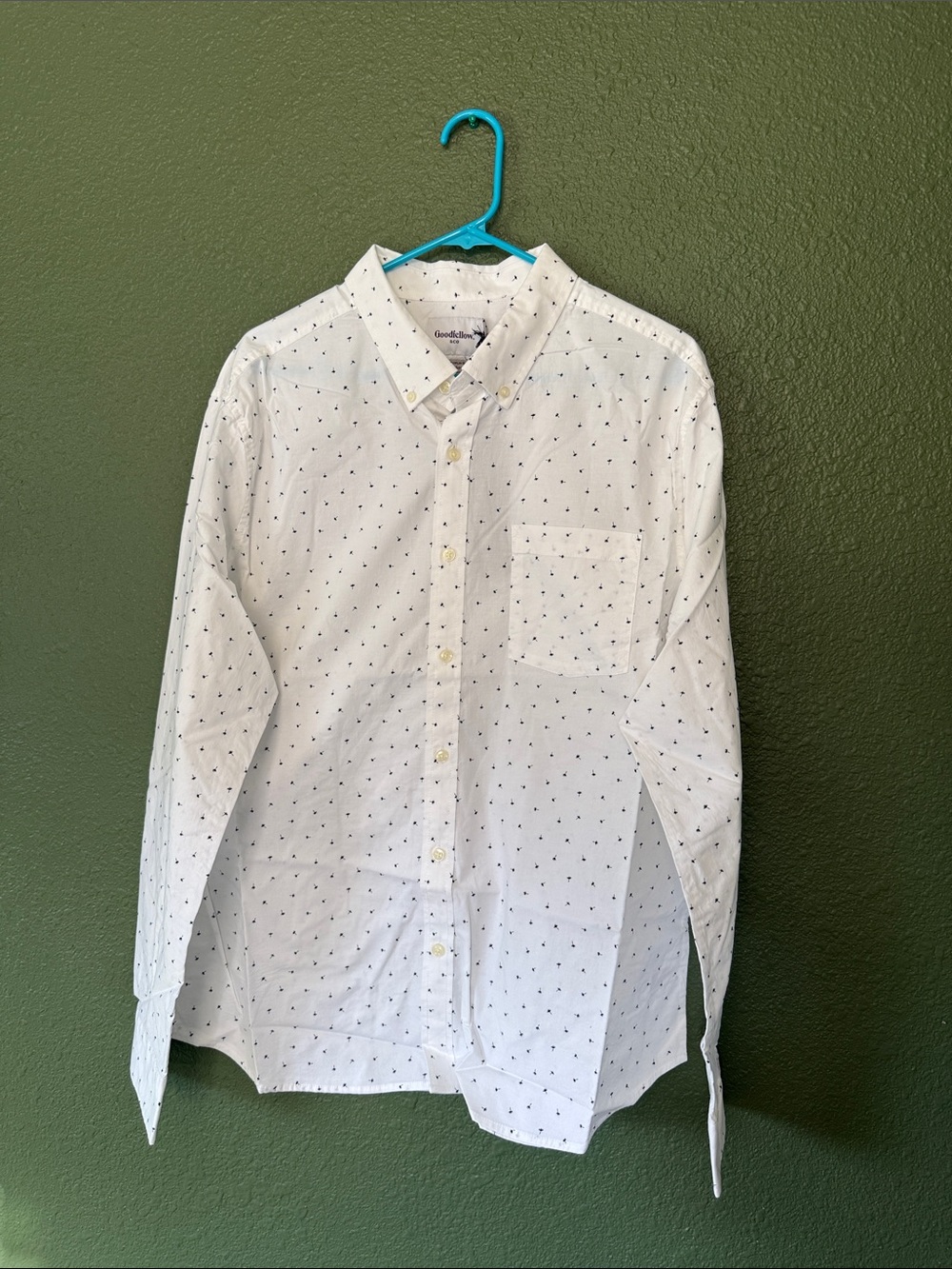 Goodfellow & Co White Button-Down Shirt with Micro Dot Print